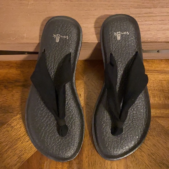Sanuk Yoga Mat Womens 5 Black Flip Flop Sandals - Picture 2 of 5